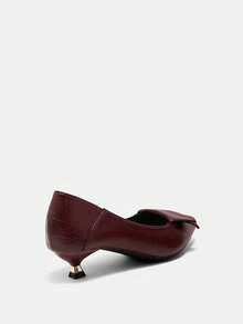 Bholvia Women Pointed Toe Stiletto Heel Short Pumps, Versatile Office Work Shoes For Spring Autumn,Elegant,Kitten Heels - Burgundy - View 7