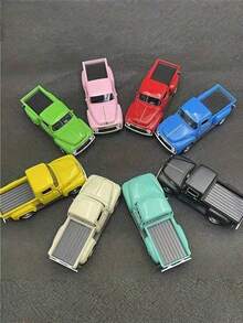 1pc Retro Alloy Metal Pickup Truck Decoration - Pink & Red Classic Car Model With Decor, Openable Doors, Required - Ideal For Home & Office Decor, Toy Vehicle Collection - Multicolor - View 4