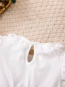 Souflis Souflis Conjunto de 2 piezas de vestido de manga corta con cuello de encaje y sombrero, lindo y dulce, para niñas bebés, adecuado para vacaciones de verano y fiesta - Multicolor - Ver 3