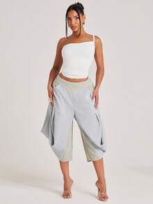 NYA SZN Quần short nữ kiểu dáng thường ngày, phối nhiều mảnh, đa năng cho trang phục hàng ngày. - Màu xanh lam - Xem 5