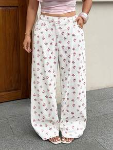 Rivivi Quần jean denim in hoa dáng suông, cạp lệch, thích hợp cho kỳ nghỉ. - Nhiều màu - Xem 7