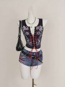 Amplova Women's Casual Everyday Pocketed Button Denim Shorts - Dark Wash - View 6