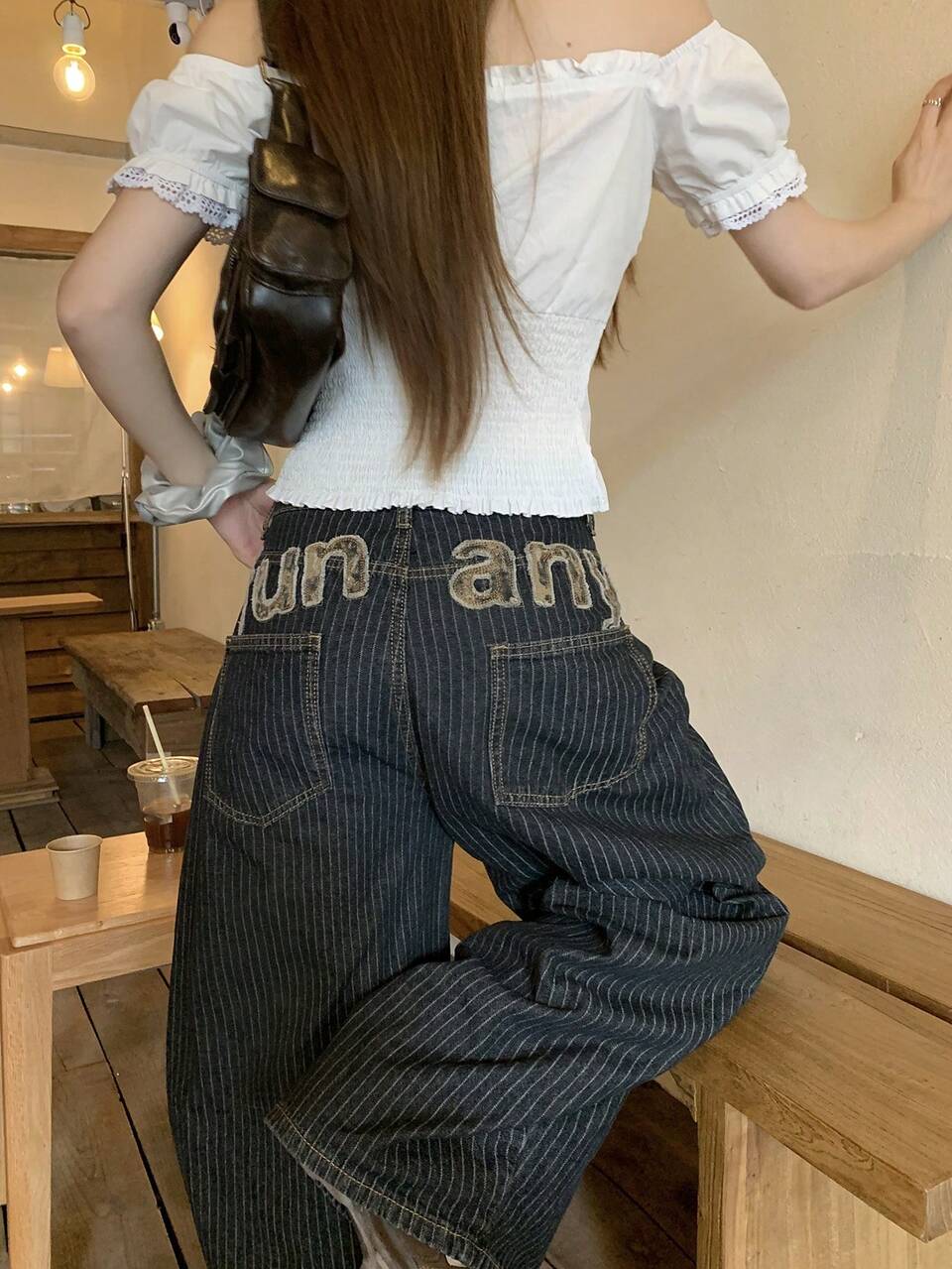 Women's Striped Korean Style Casual Loose Fit Jeans