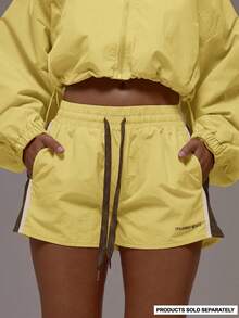 Musera Sport Drawstring Contrast Light Weight Active Runner Shorts Only Sport Workout Gym Pilates Fitness Daily Girly Casual Hot Sweat - Butter Yellow - View 1