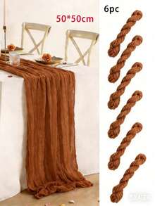 1pc 35 * 71/118/157 Inch Cheese Cloth Table Runner And Napkins, Bohemia Gauze Cheesecloth Tablecloth,Countryside Transparent Table Runner, Bohemian Style Table Runner Suitable For Wedding Decoration Arch ,Christmas For Holiday Gift Giving - Rusty red - View 17