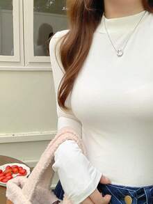 DAZY Women's Turtleneck Long Sleeve Undershirt,Fall Clothes - White - View 1