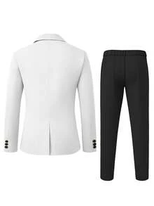 Manfinity Mode Men's Business Formal Peak Lapel Suit Jacket And Trousers Set, Suitable For Work, Commute, Wedding, Party, Ceremony - Multicolor - View 2