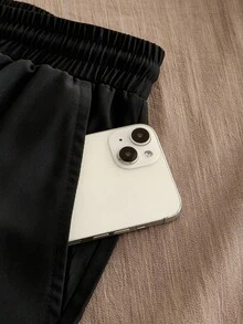 Manfinity RebelGame Setelan Kasual Pria Lengan Pendek dan Celana Warna Polos, Cocok untuk Liburan, Hadiah Hari Ayah - MultiWarna - View 7