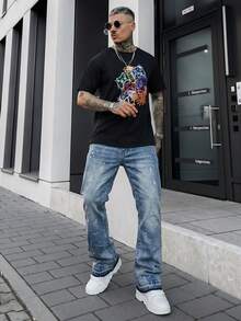 Artur Kramer Quần jean denim co giãn ôm vừa vặn, quần jean cotton giặt sờn, đa năng & thời trang; Quần jean denim giặt có túi xéo, trang phục công sở nhẹ nhàng, đa năng; quần ống đứng thường ngày có nút và khóa kéo, phù hợp với mọi mùa - Màu xanh lam - Xem 1