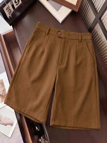 Franclia Quần short nữ màu trơn có túi, kiểu dáng thường ngày, đa năng. - Màu nâu  Mocha - Xem 1