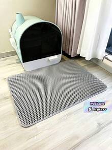 1 pieza Alfombra de arena para gatos de EVA, de doble capa y una sola abertura, alfombra lavable para atrapar la arena para uso doméstico de gatos de interior - Gris - Ver 1