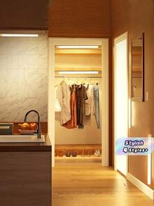 1PC 10/20/30/50CM Usb White Led Light Strip With Motion Sensor - Perfect For Cabinet, Wardrobe And Hallway, Wireless Motion Sensor Led Strip Light Under Cabinet Lighting, Rechargeable Magnetic Night LampFor Hallway Kitchen - white light - View 1