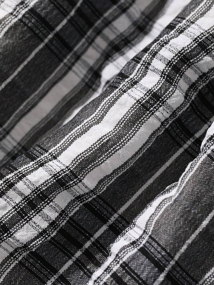 Loose Plaid Backless Smock Casual Vacation Summer Top For Women