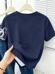 SHEIN Áo thun ngắn tay ôm dáng in kỹ thuật số họa tiết bạch tuộc cổ điển - Nhiều màu - Xem 2