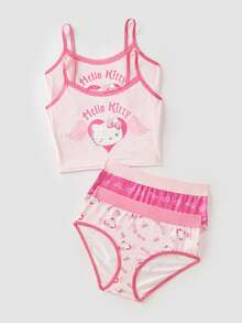 Chillnights HELLO KITTY AND FRIENDS | SHEIN Y2K復刻 | 蝴蝶結蕾絲飾邊內衣套裝 4件組 - 彩色 - 查看 3