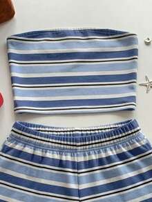 Comfortcana Bộ quần áo nữ phong cách retro thường ngày, trang phục kẻ sọc cổ điển kiểu Mỹ, bộ đồ ngoài trời dành cho nữ. - Nhiều màu - Xem 6