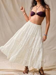 Nubod Váy nữ mùa hè mới bằng vải chiffon in họa tiết da báo, kiểu dáng thanh lịch, khoét eo. - Màu be - Xem 6