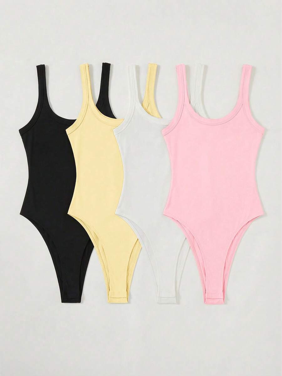 SHEIN BASICS 4件套休闲纯色针织连体衣（女款）