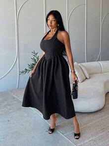 Korevelle Sleeveless Waist Cinched Dress For Women Summer Party Date Night Black Elegant - Black - View 5