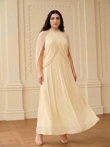 ZEYLAH Ruched Long Cardigan Style Knit Dress, Spring/Summer Formal White Elegant - Apricot - View 5