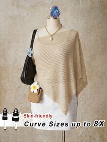 SHEIN CURVE+ 这款优雅的波西米亚风露肩上衣专为大码女性设计，采用不对称下摆和宽松针织套头衫款式，非常适合度假、约会、下午茶、音乐节等各种场合。其波西米亚风格使其成为约会、晚间外出和夏季穿着的理想之选，也可作为比基尼上衣穿着。此外，它也适合海岛度假、婚礼和夏季日常穿着。 - 杏色 - 查看 1