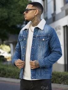Devon Thys Áo khoác denim dài tay kiểu Mỹ cổ điển dành cho nam, thích hợp cho mùa thu. - Rửa trung bình - Xem 5