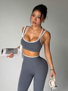 SHEIN Dewbera Women Sports Sets - Dark Grey - View 3