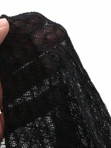 DAZY Áo thun nữ dáng rộng, cổ chữ V sâu, tay dài, chất liệu mỏng nhẹ, phong cách đường phố hiện đại, thích hợp cho mùa hè. - màu đen - Xem 6