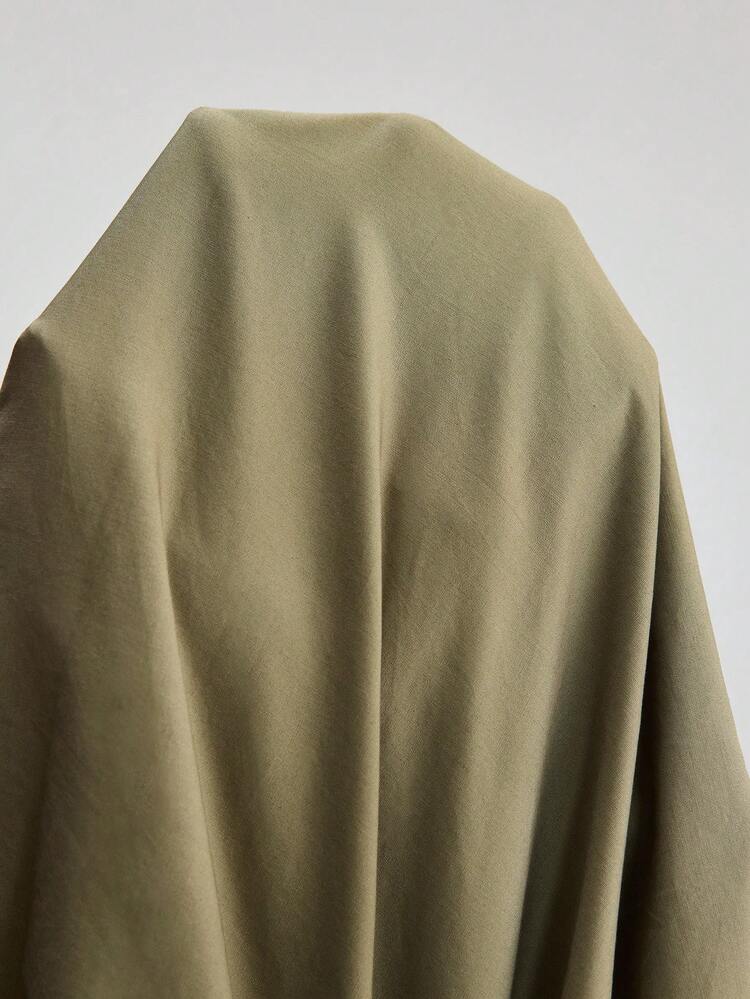 2026SS Spring/Summer New Arrival Women's Long Loose Dress, Solid Military Green Color, Minimalist Elegant Urban Chic, Ruffle Hem Design, Layered Split Line A-Line Silhouette, Suitable For Outings, Vacations, Holidays, Weddings, Parties, Office, School, Fashion Versatile Skirt