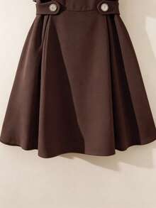 GlowEve Vestido corto elegante y romántico para vacaciones, trabajo y uso diario - Marrón - Ver 5
