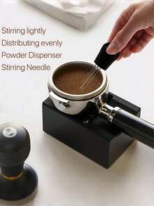 1pc Coffee Stirring Tamper Distributor WDT Tool Espresso Needle Stirrer Stirring Tool With Stand 304 Stainless Steel 12 Needles 0.4mm Coffee Tamper Distribution Tool - Black - View 7