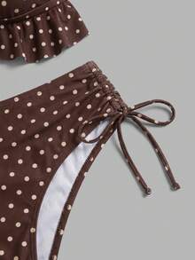Sweetra CURVE Plus Size Polka Dot Print Swimsuit Set Vacation Beach - Multicolor - View 5