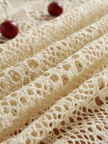 Cirelle 1pc Boho Crochet Round Tablecloth, Vintage Knit Hollow Out Table Cover With Tassels, Rustic Macrame Tablecloth For Dining Room, Kitchen, Cafe Decor - Beige - View 10