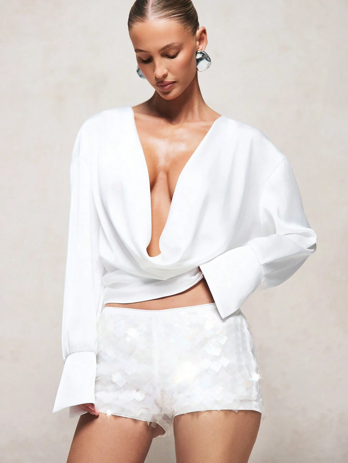 Sequin Square Hot Pants With High Waist