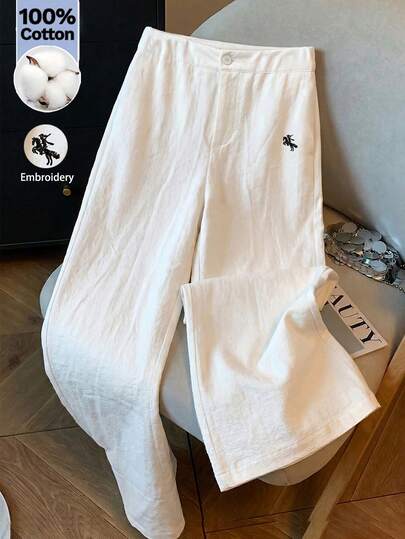 Franclia Quần thể thao golf nữ bằng cotton trắng thêu họa tiết, kiểu dáng thường ngày, thích hợp cho mùa hè.