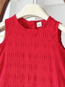 SHEIN Váy đỏ phối họa tiết dễ thương cho bé gái - Đỏ - Xem 5