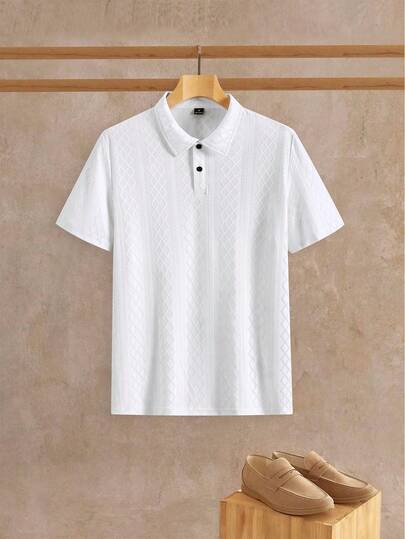 VENTUSAIL Camisa polo de manga corta con textura, adecuada para salidas, reuniones y uso en la oficina