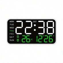 LED Digital Wall Clock With Temperature Display, Date And Weekday - Dual Alarm, 12/24 Hour Format, Perpetual Calendar, Rectangular, Ideal For Bedroom Decor - Battery model - View 14