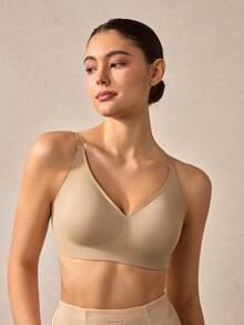 Veilyse Áo ngực dán không dây không đường may màu nude chất liệu jelly, thoải mái & mềm mại, thời trang cho nữ, phù hợp mặc hàng ngày quanh năm cho mùa hè - Màu be - Xem 3