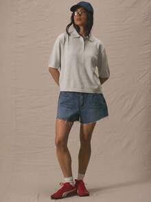 MUSERA Áo polo dáng rộng, cổ bẻ, tay rộng, thích hợp cho mùa xuân hè, đi nghỉ mát, dạo phố, sân bay, mùa đông, đi làm, công sở, thanh lịch. - Xám - Xem 6