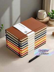 Juego de cuadernos con tapa dura A5 - Cubierta de piel de PU, 200 páginas/100 páginas, adecuado para la escuela, la universidad, el trabajo, los viajes - Cuaderno de rayas, conveniente para tomar notas - Multicolor - Ver 1