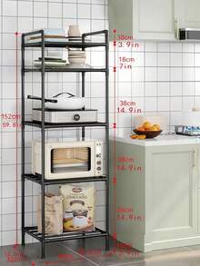1pc Metal Shelving Unit, Bathroom Storage Rack, Freestanding Multi-Tier Organizer Shelf, Adjustable For Bathroom, Kitchen, Office, Living Room, Ideal Gift - Multicolor - View 2