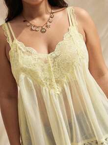 Solflare Áo hai dây và áo tank top mùa hè dành cho nữ cỡ lớn - Màu vàng ngỗng - Xem 5