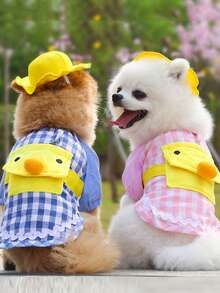 PETSIN Bộ 1 balo hình vịt hoạt hình cho thú cưng, quần áo hai chân, bộ đồ mỏng nhẹ mùa xuân hè thu cho chó mèo. - Nhiều màu - Xem 4