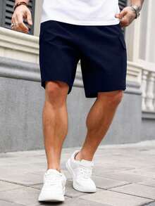 Manfinity Homme Men's Plus Size Loose Casual Cargo Shorts, Holiday - Navy Blue - View 6
