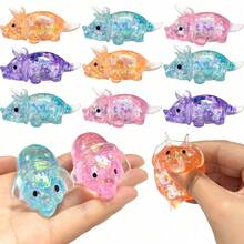 MINKOJA 1/2/6/12Pcs Triceratops Squeeze Toys, Sensory Fidget Stress Relief Glitter Triceratops Squeeze 4 Colors, Squish Toy, Cute Malt Sugar Filled Stretchy Triceratops Squeeze, Birthday Party Gift(Color And Style Are Random) - Triceratops - View 1