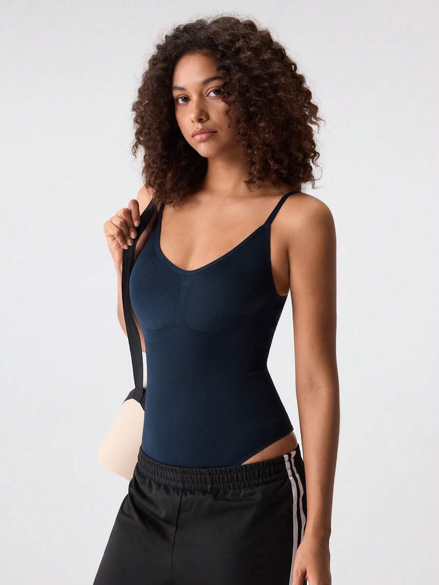 Loungeista 1pc Women's Seamless Shapewear Jumpsuit With Thong, Body Shaping Waist Cincher Butt Lifter Slimming Jumpsuitfor Summer