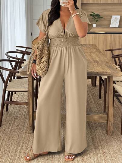 Breezaya Combinaison d'été à la mode de couleur unie grande taille
