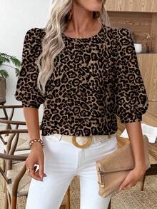 EMERY ROSE Áo sơ mi nữ tay phồng in họa tiết, thích hợp mặc đi làm hàng ngày. - Nhiều màu - Xem 5