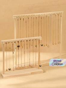 1PC/2Pcs Natural Wood Tone Necklace Display Holder, Large Size Sweater Chain, Bracelet, Jewelry Organizer Rack Sun Travel Cool Back To School - wood color - View 1